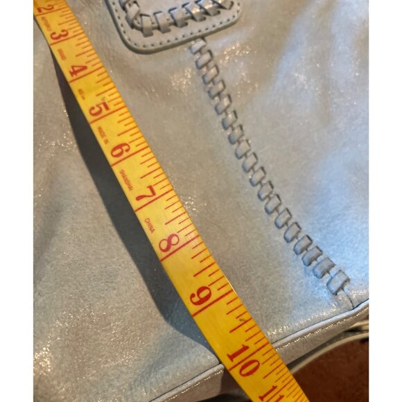 Hobo Shelia Womens Light Blue Leather Shoulder Bag With Stitch Detail - Picture 6 of 8